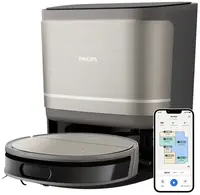 Робот-пилосос Philips Series 9000, h=9.8см, вологе прибирання, конт пил -0.21л, вода -0.22л, автон. робота до 280хв, EPA 11, чорний-металік