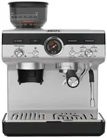 Кавоварка Krups ріжкова Precision+, 3.5л, вдубована кавомолка, ручний капучинатор, 15 бар, чорний-сірий