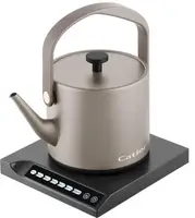 Електрочайник Catler 0.6л, Strix, заварник, нерж. сталь, підтримка температури, сенс. керув., бежевий