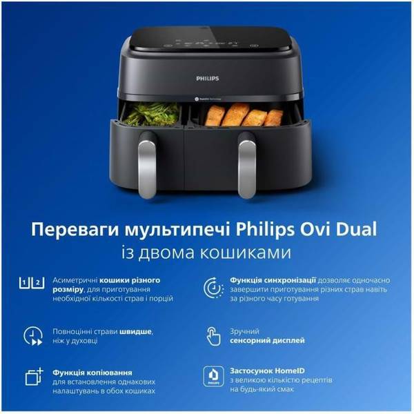 Мультипіч (аерофритюрниця) Philips Dual Airfryer 3000 Series NA351/00