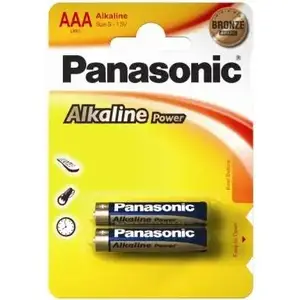 Батарейка Panasonic AAA bat Alkaline 2шт Alkaline Power (LR03REB/2BP)