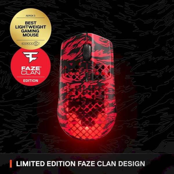 Мышь SteelSeries Aerox 3 Wireless Faze Clan Edition Red Black (62609)