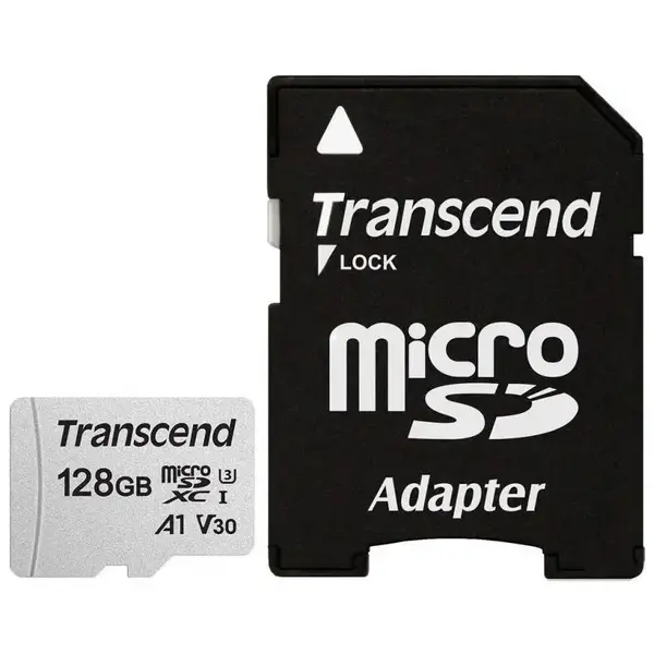 Карта памяти Transcend 128 GB microSDXC UHS-I U3 300S + SD Adapter TS128GUSD300S-A