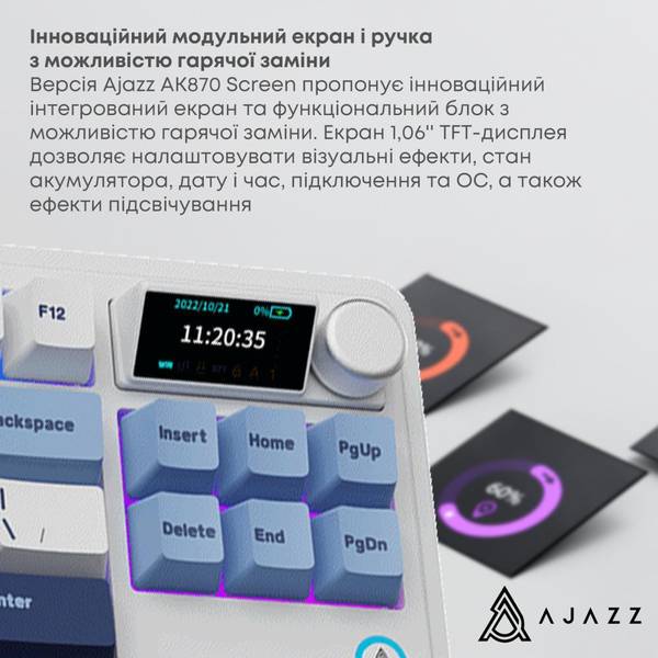 Клавіатура Ajazz AK870 Plus RGB Murad Switches Blue/White/Dark Blue (AK870-MU-BWD)