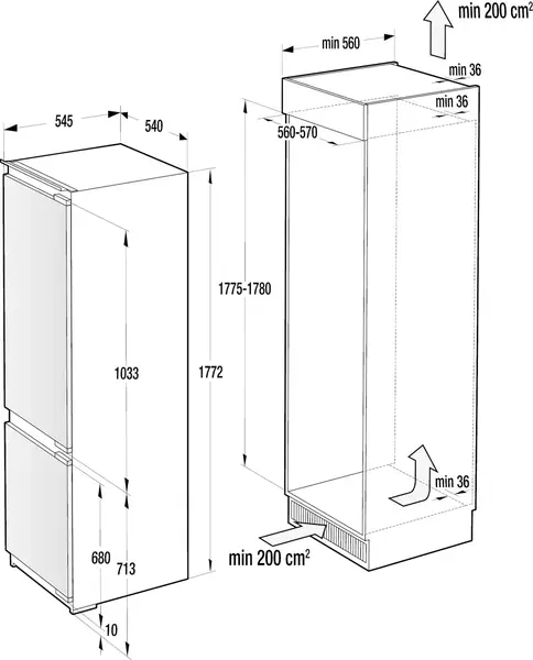 Холодильник з морозильною камерою Gorenje NRKI2181A1