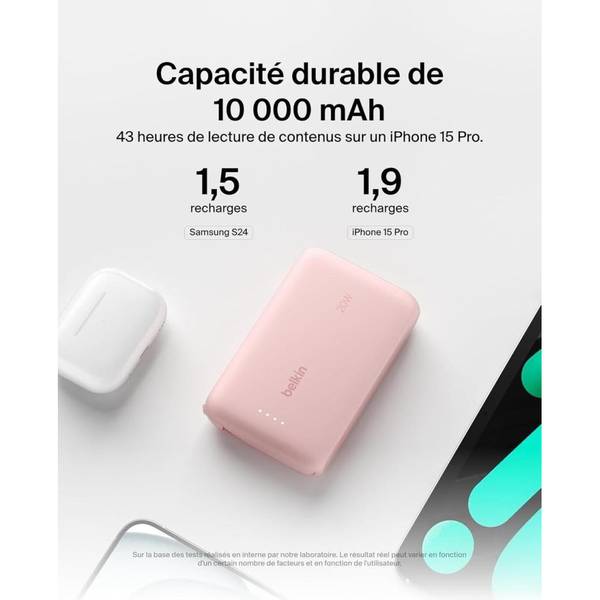 Зовнішній акумулятор (Power Bank) Belkin 10000mAh 20W Type-C Cable Pink (BPB021HQPK)