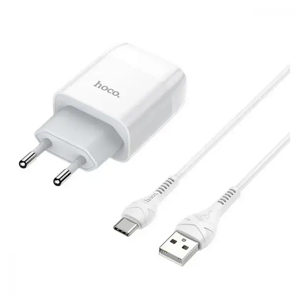Мережевий зарядний пристрій Hoco C72A Glorious + USB Type-C White