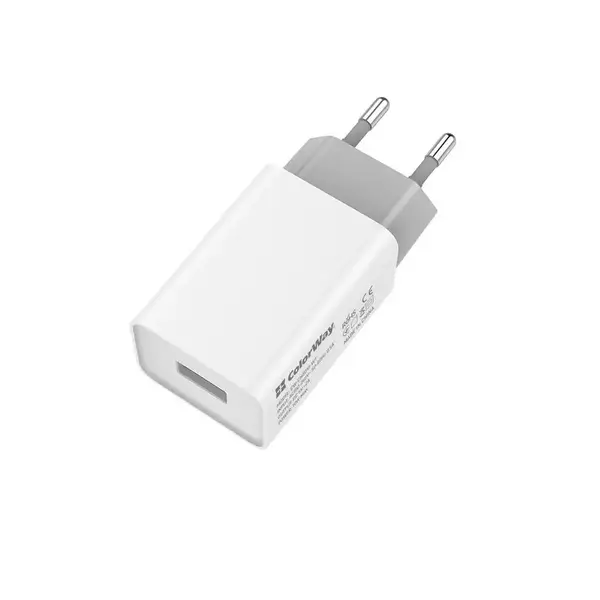 Мережевий зарядний пристрій ColorWay 1 USB AUTO ID 2A (10W) White (CW-CHS012-WT)