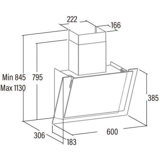 Витяжка похила Cata VALTO 600 XGBK (02027505)