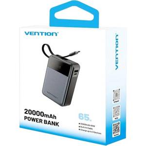 Зовнішній акумулятор (Power Bank) Vention 20000mAh 65W Black (FHYB0) Зовнішній акумулятор (Power Bank) Vention 20000mAh 65W Black (FHYB0)
