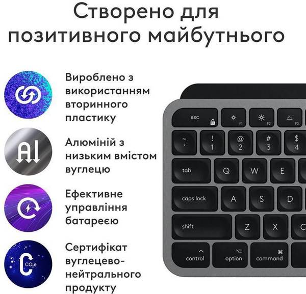 Комплект (клавіатура, миша) Logitech MX Keys S Combo for Mac Space Gray (920-012845)