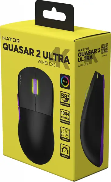 Миша HATOR Quasar 2 Ultra 4K Wireless Black/Lilac (HTM570BL)