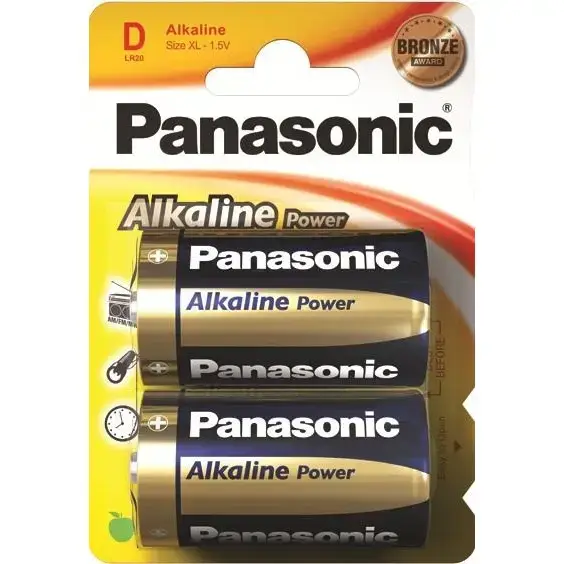 Батарейка Panasonic D bat Alkaline 2шт Alkaline Power (LR20REB/2BP)