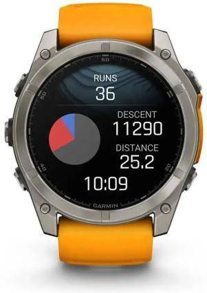 Смарт-годинник Garmin Fenix 8 47mm AMOLED Sapphire Titanium w. Spark Orange/Graphite Silicone Band (010-02904-10/11/19)