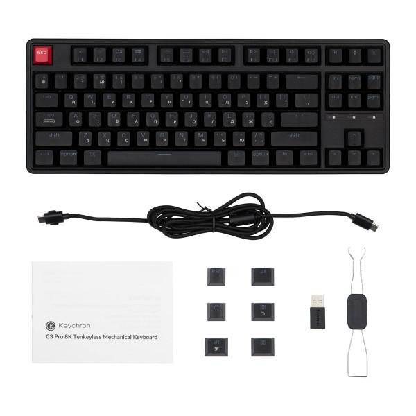 Клавіатура Keychron C3 Pro V2 K pro Red Switch Black (C3PX-H1-UA)