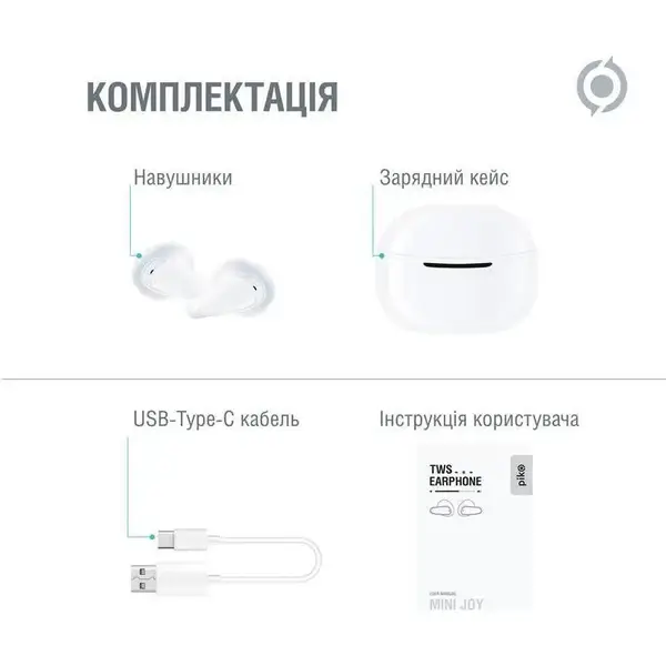 Навушники TWS Piko TWS-MiniJoy White (1283126583421)