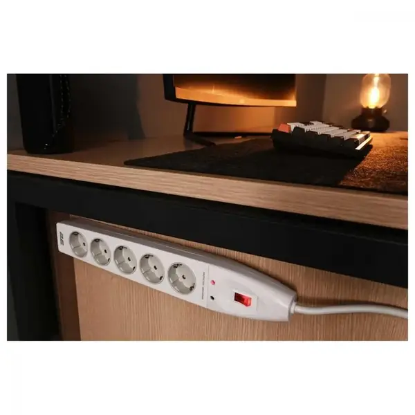 Мережевий фільтр-подовжувач 2E 5XSchuko 3G*1.5мм, 3м, white (2E-SP515M3WH)