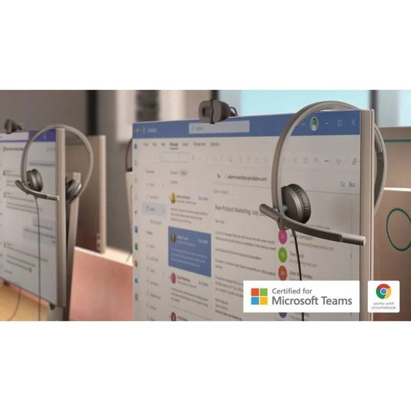 Навушники з мікрофоном Logitech H570e Stereo USB-C Black (981-001431)