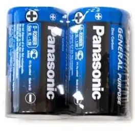 Батарейка Panasonic D bat Carbon-Zinc 2шт General Purpose (R20BER/2P)