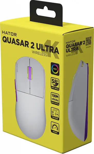 Миша HATOR Quasar 2 Ultra 4K Wireless White/Lilac (HTM571WL)