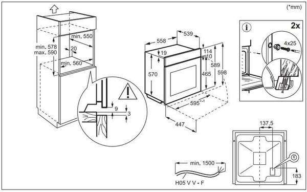 Духовка електрична Electrolux LOH3H00BK