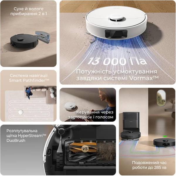 Робот-пилосос з вологим прибиранням Dreame Bot D20 White (RLD35GA)