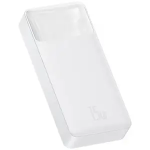 Зовнішній акумулятор (павербанк) Baseus Bipow Digital Display 2USB + Type-C 15W 20000mAh White (PPBD050102)