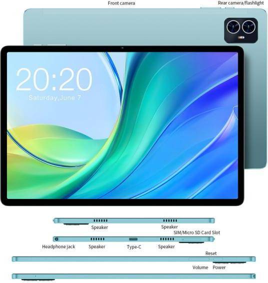 Планшет Teclast M50 6/128GB 4G Dual Sim Aqua Blue (6940709685532, 6940709686799)