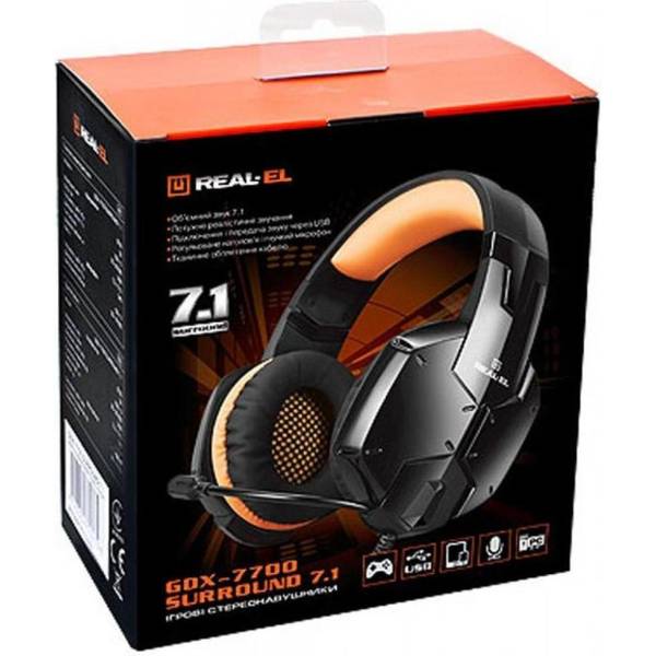 Навушники з мікрофоном REAL-EL GDX-7700 Surround 7.1 Black-orange (EL124100016)