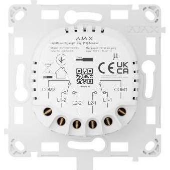 Реле двухклавишный Вимикач (реле) Ajax LightCore 2-gang for LightSwitch Jeweller (000029718) Ajax LightCore 2-gang for LightSwitch Jeweler, беспроводной