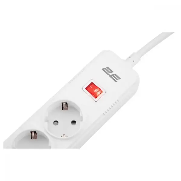 Мережевий фільтр-подовжувач 2E 5XSchuko 3G*1.5мм, 3*USB-A, 2м, white (2E-SP515M2USBWH)
