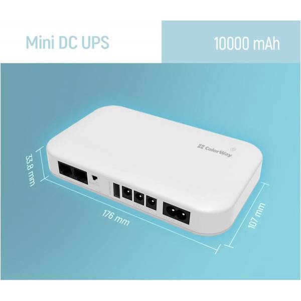 ДБЖ для роутера ColorWay 10000mAh 21W DC White (CW-PB100LI3WT)