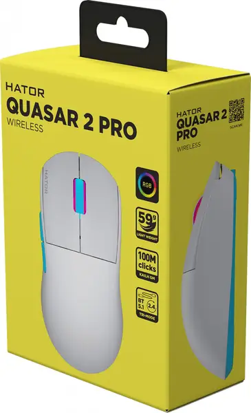 Миша HATOR Quasar 2 PRO Wireless White/Cyan (HTM561WC)