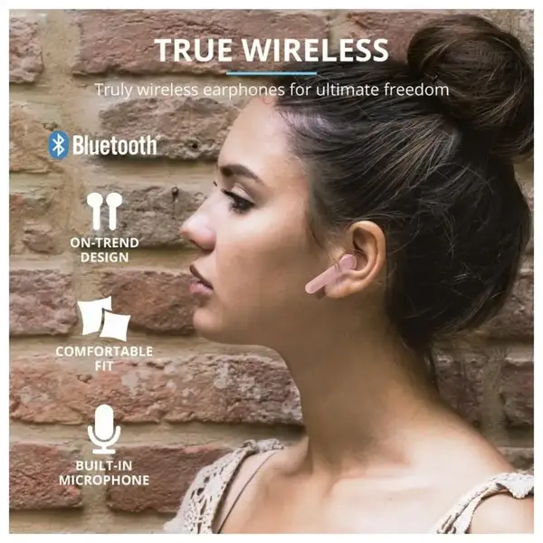 Навушники TWS Trust Primo Touch True Wireless Mic Pink (23782)
