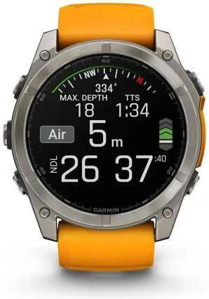 Смарт-годинник Garmin Fenix 8 47mm AMOLED Sapphire Titanium w. Spark Orange/Graphite Silicone Band (010-02904-10/11/19)