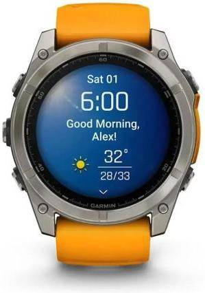 Смарт-годинник Garmin Fenix 8 47mm AMOLED Sapphire Titanium w. Spark Orange/Graphite Silicone Band (010-02904-10/11/19)