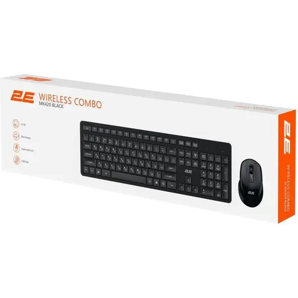 Комплект (клавіатура + миша) 2E MK420 WL Black UA (2E-MK420WB_UA)