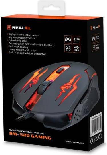 Миша REAL-EL RM-520 Gaming Black (EL123200020)