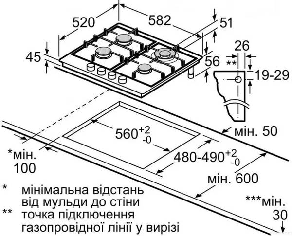 Газова варильна поверхня Bosch PGH6B5K90R