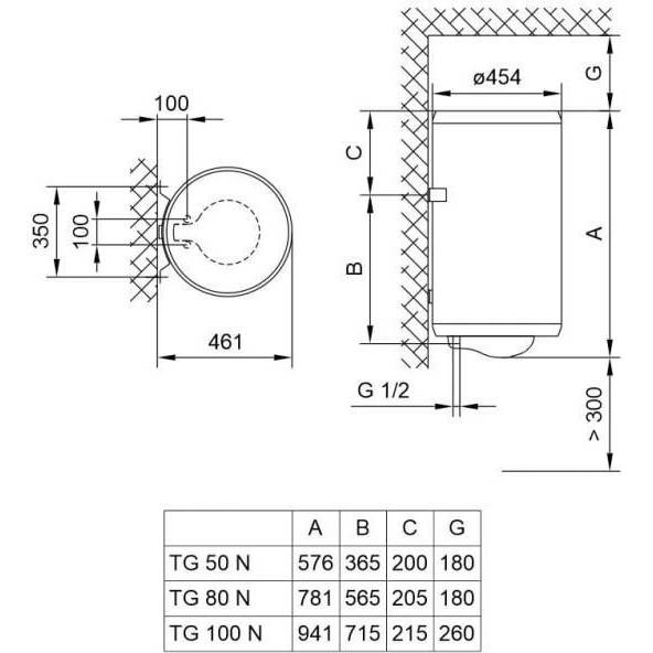 Водонагреватель (бойлер) электрический накопительный TIKI TG 50 N Prime 50 V9 (700142)