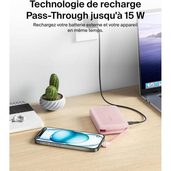 Зовнішній акумулятор (Power Bank) Belkin 10000mAh 20W Type-C Cable Pink (BPB021HQPK)