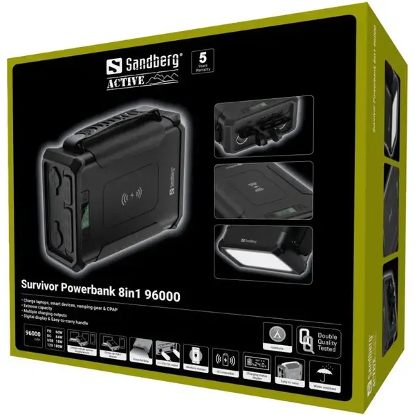 Зовнішній акумулятор (павербанк) Sandberg Survivor 96000mAh 8-in-1 Black