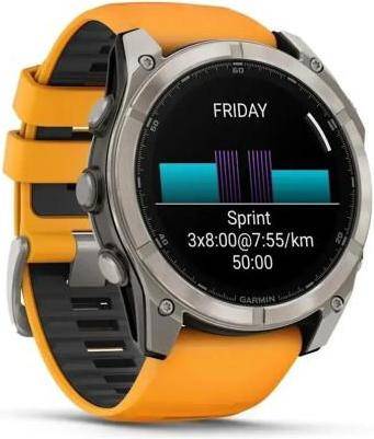 Смарт-годинник Garmin Fenix 8 47mm AMOLED Sapphire Titanium w. Spark Orange/Graphite Silicone Band (010-02904-10/11/19)