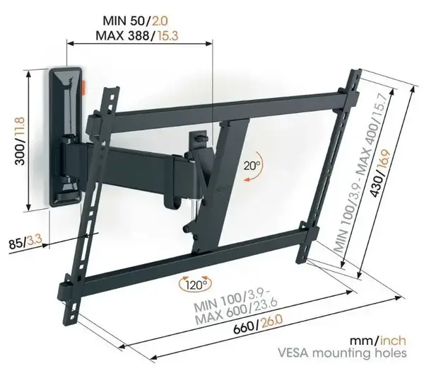 Настінне кріплення 44-77 VOGELS TVM 3623 Black (6816011)