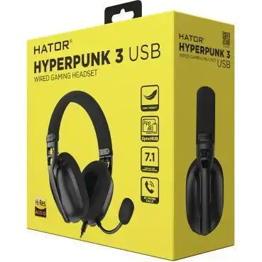 Наушники с микрофоном HATOR Hyperpunk 3 USB 7.1 Hi-Res Black (ESH10)