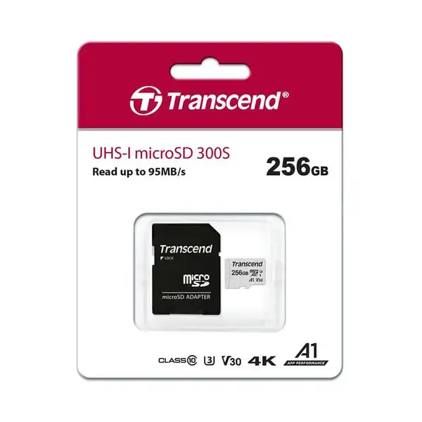 Карта пам'яті Transcend 256 GB microSDXC UHS-I U3 300S + SD Adapter TS256GUSD300S-A