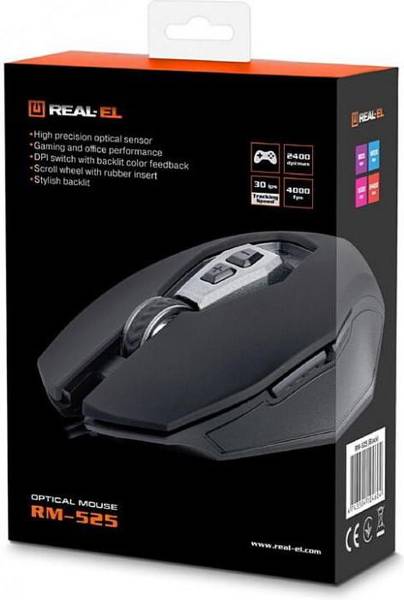Миша REAL-EL RM-525 Black USB (EL123200029)