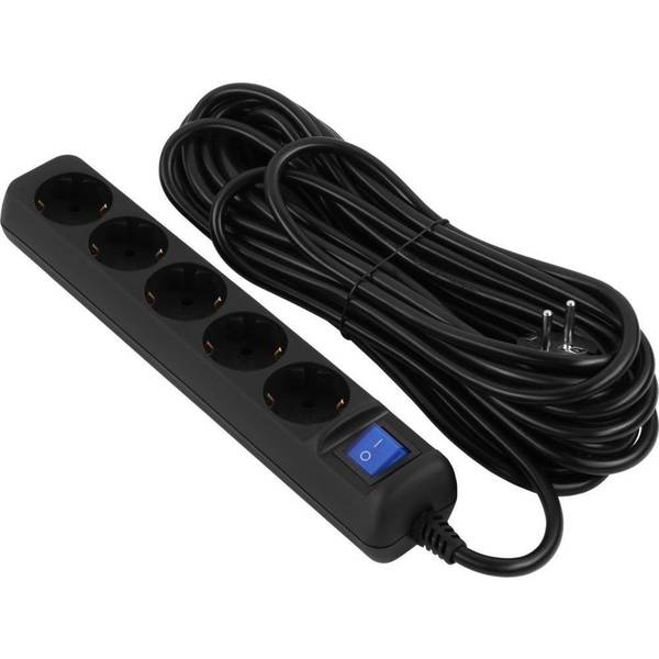 Мережевий фільтр 2E 10 м, 5 розеток Black (2E-U05ES15M10BK)