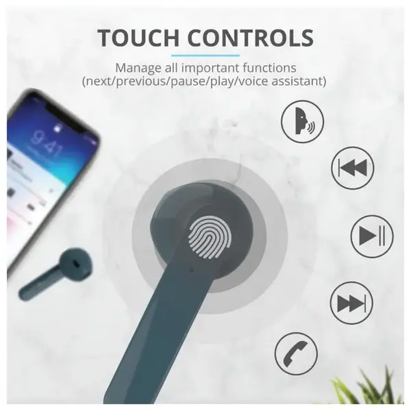 Навушники TWS Trust Primo Touch True Wireless Mic Blue (23780)