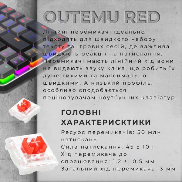 Клавиатура GamePro MK122R Red Switch Low Profile Dark Gray